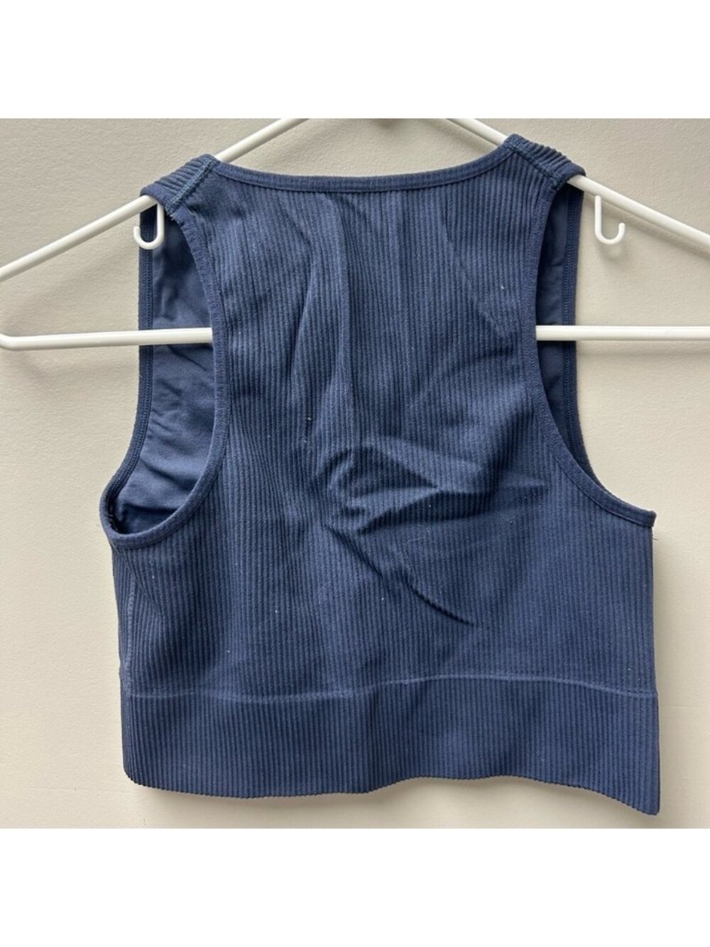 Garage Ribbed Blue V Neck Tank Top - Picture 2 of 3